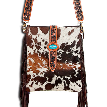 American Darling Cross Body Hand Tooled Hair On-Genuine Leather Western Women Bag Handbag Purse | Crossbody for Cute